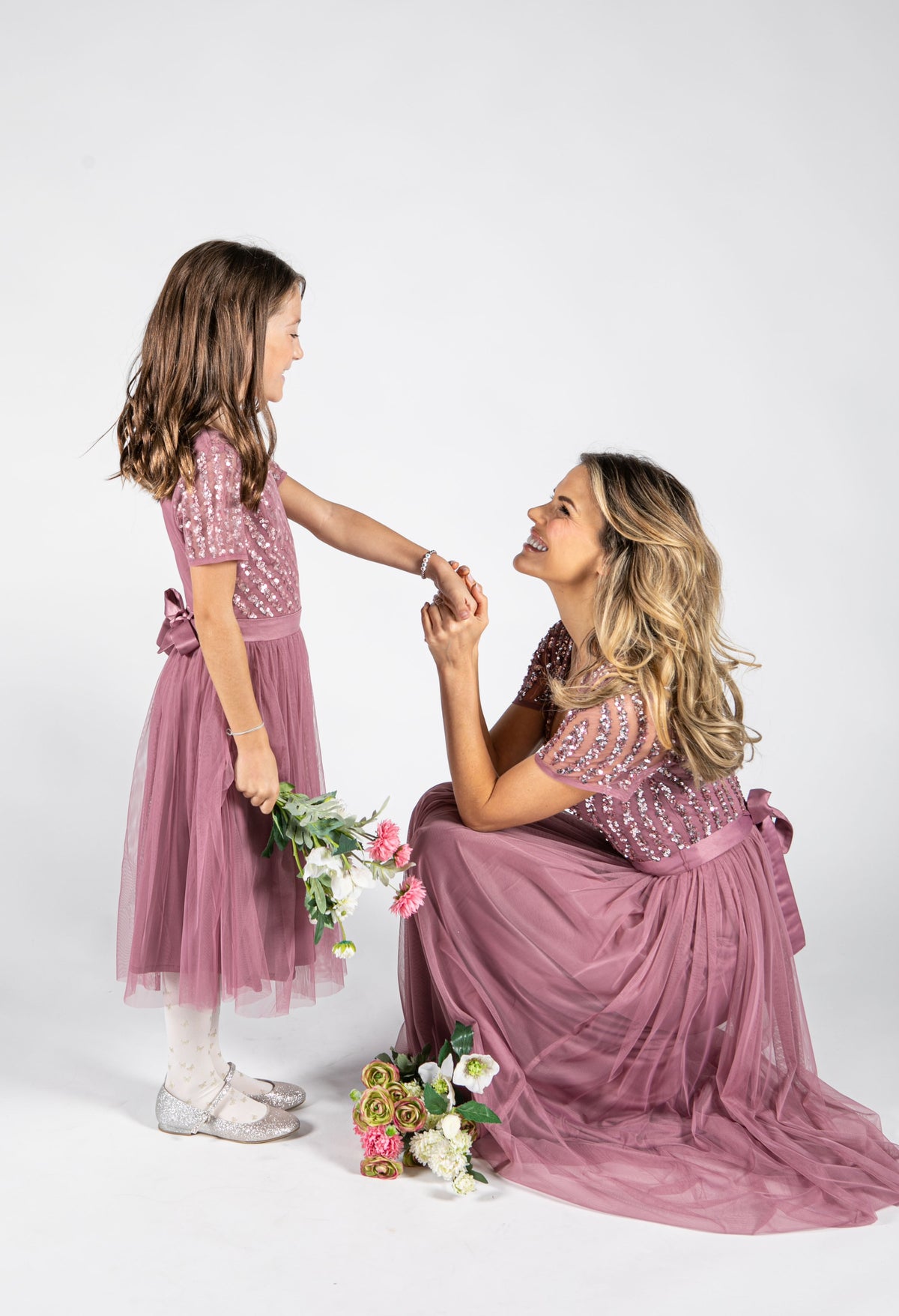 Mini Maya Stripe Embellished Midi Dress With Bow, view 19 – Pamela Scott