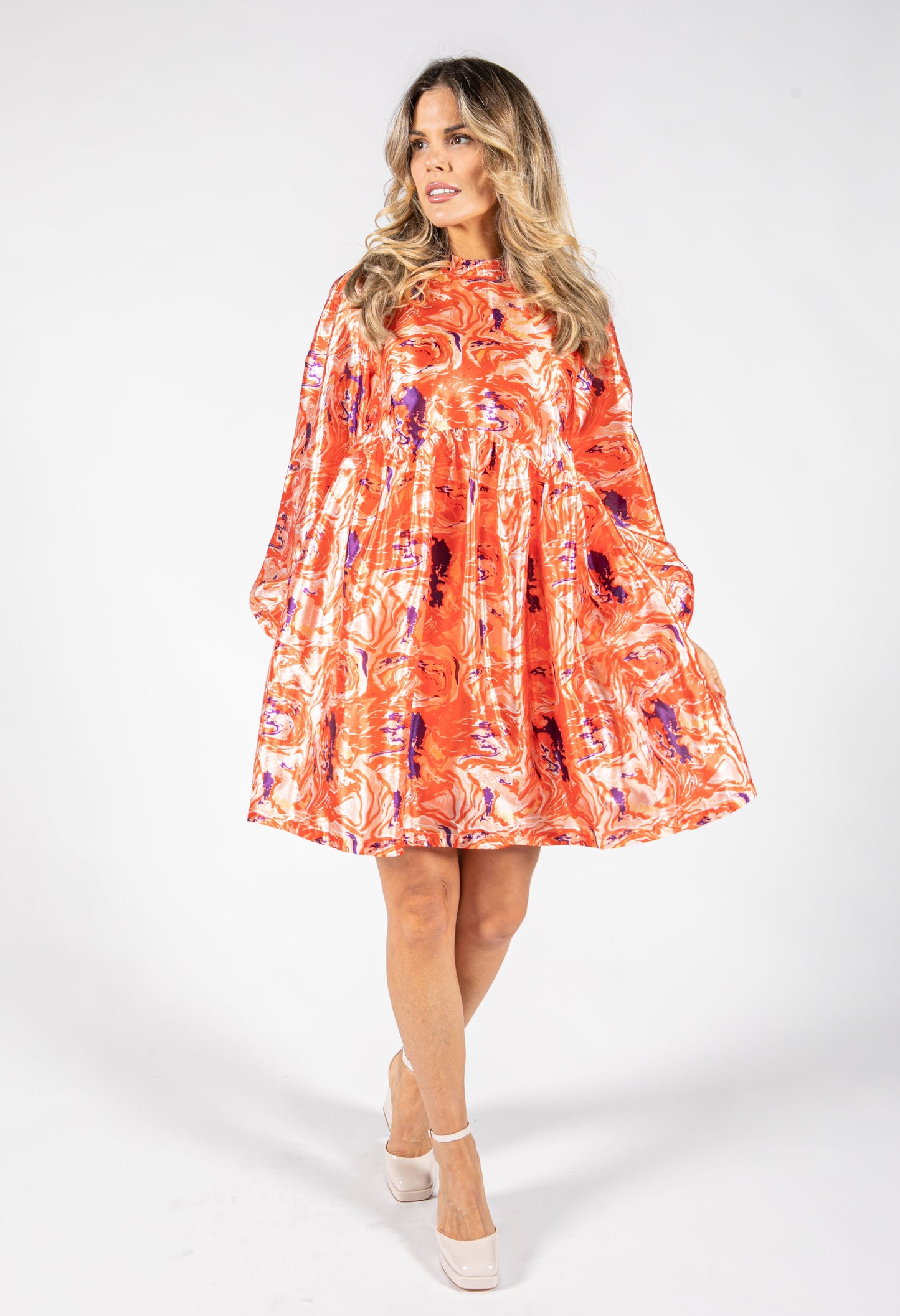 Orange Marble Swirl Dress