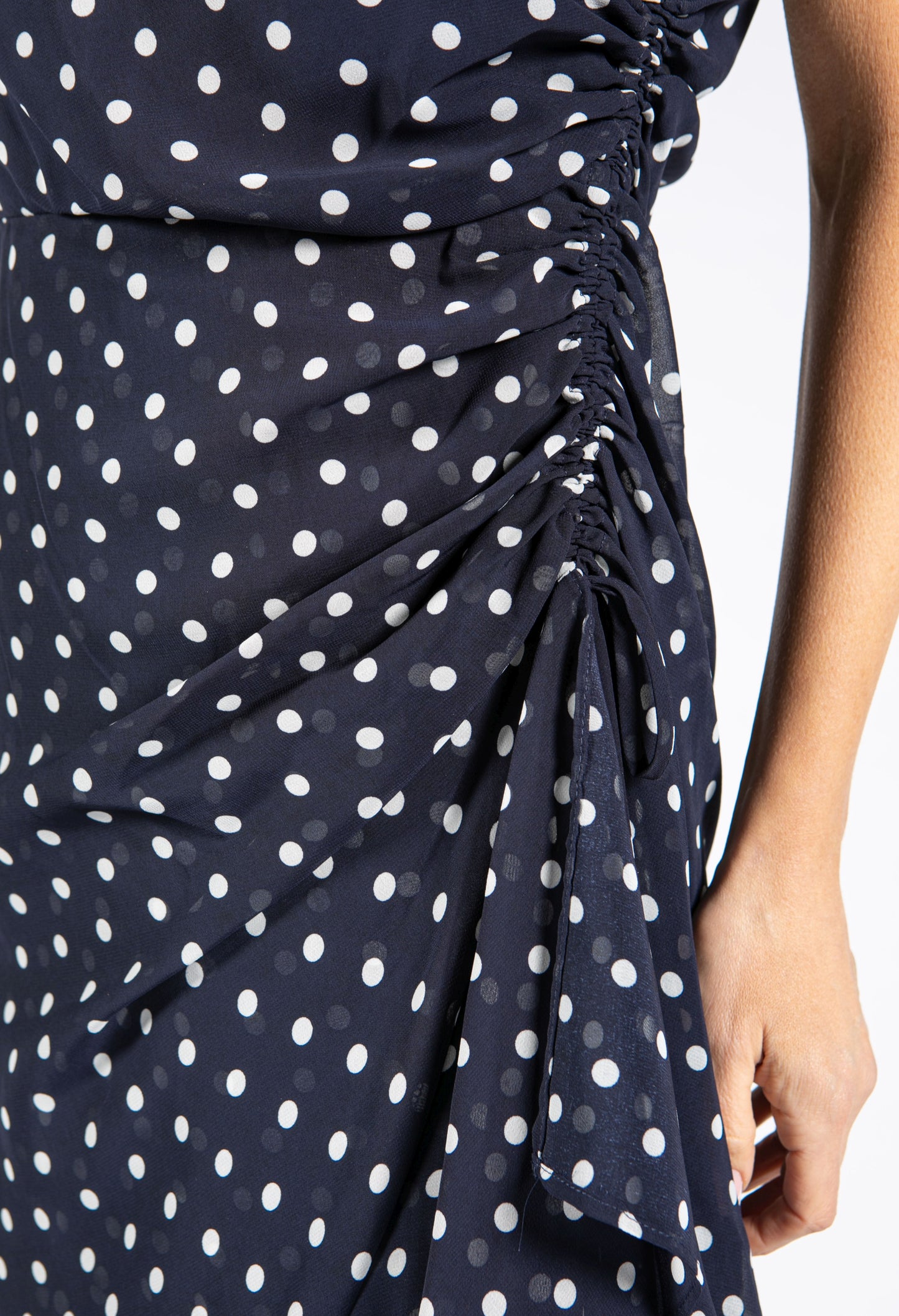 Ruched Detail Polka Dot Dress