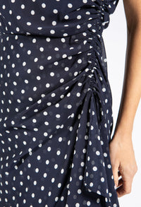 Ruched Detail Polka Dot Dress