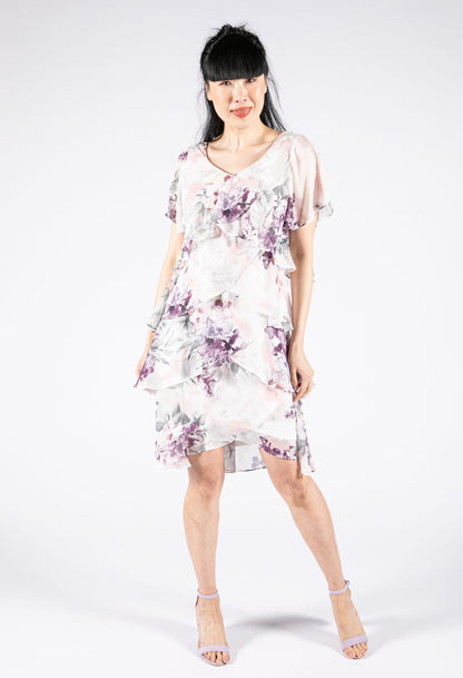 Tiered Floral V Neckline Dress-1