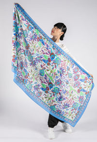 Abstract Floral Print Silk Scarf