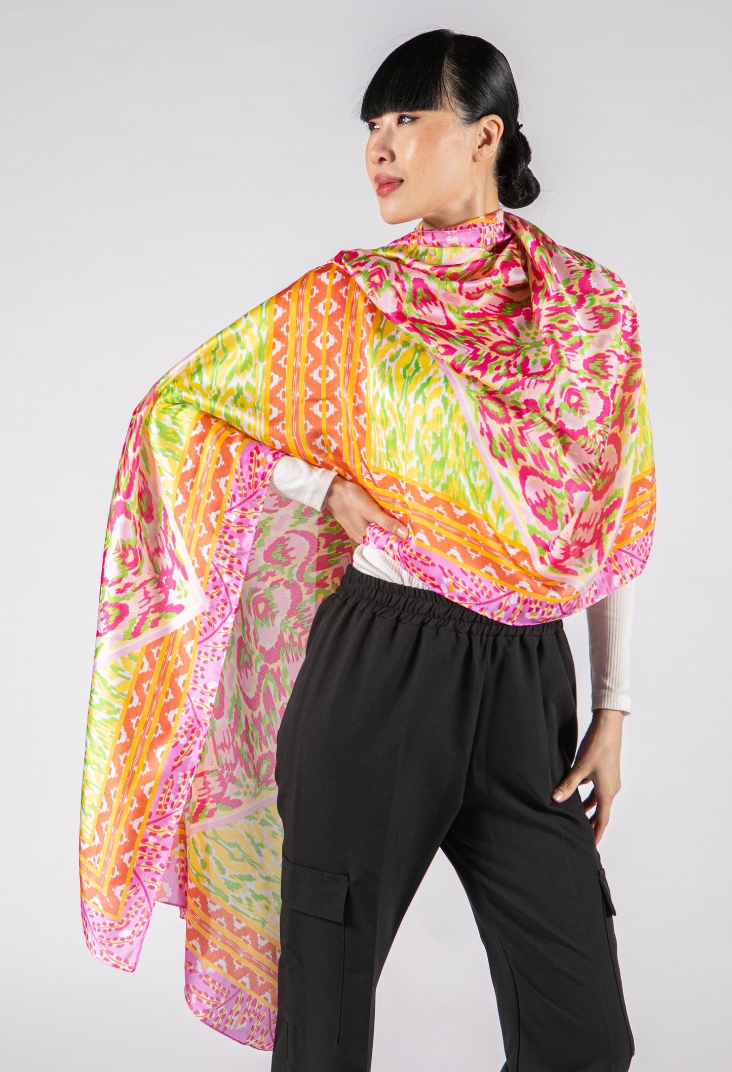 Abstract Mix Print Silk Scarf