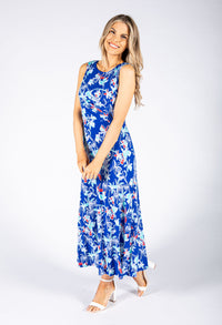 Tropic Floral Dress in Royal Blue
