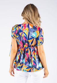Abstract Print Buckle Detail Top