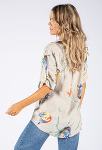 Floral Print Linen Shirt