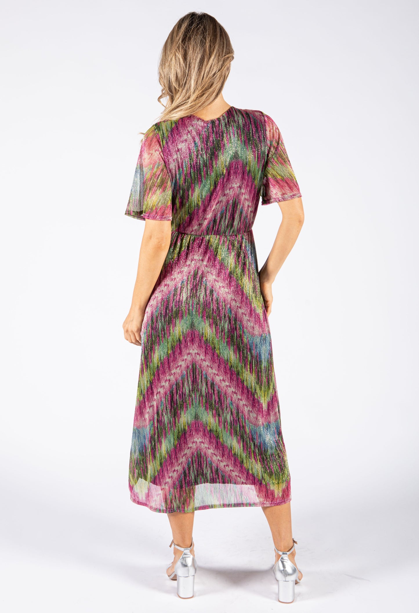 Shimmer Crossover Neckline Dress