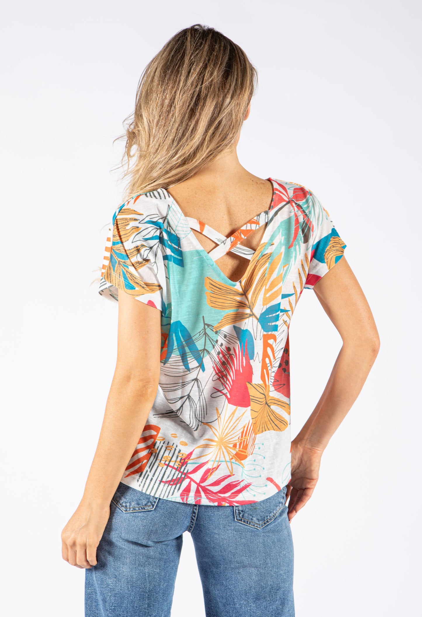 Abstract Leaf Print Top