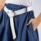 Striped Denim Maxi Skirt