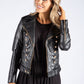 Gold Detailing Faux Leather Jacket
