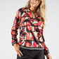Abstract Print fine Knit Pullover