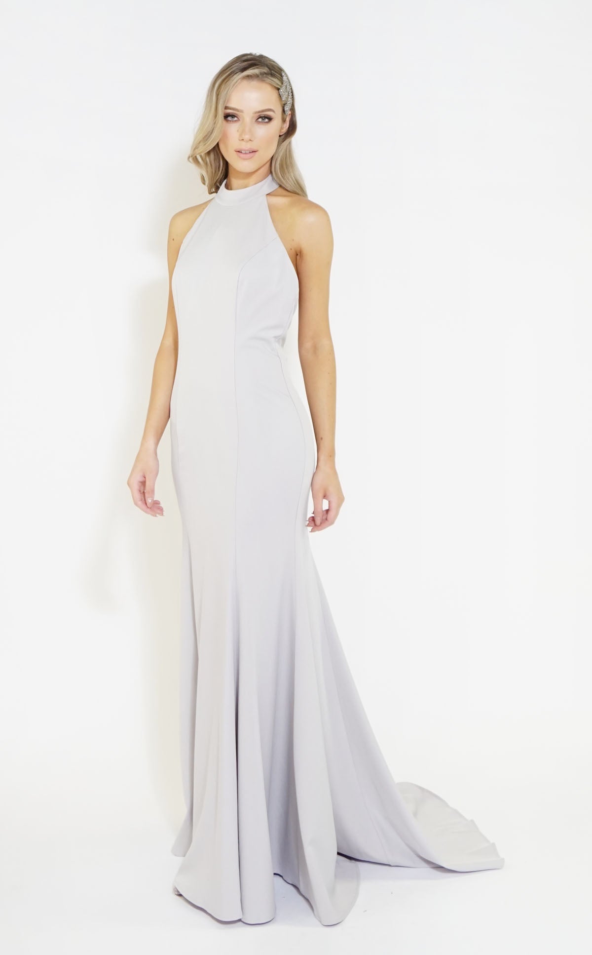 The Trend Room Silver Halter Neck Long Dress | Pamela Scott The Trend Room Silver Halter Neck Long Dress | Pamela Scott
