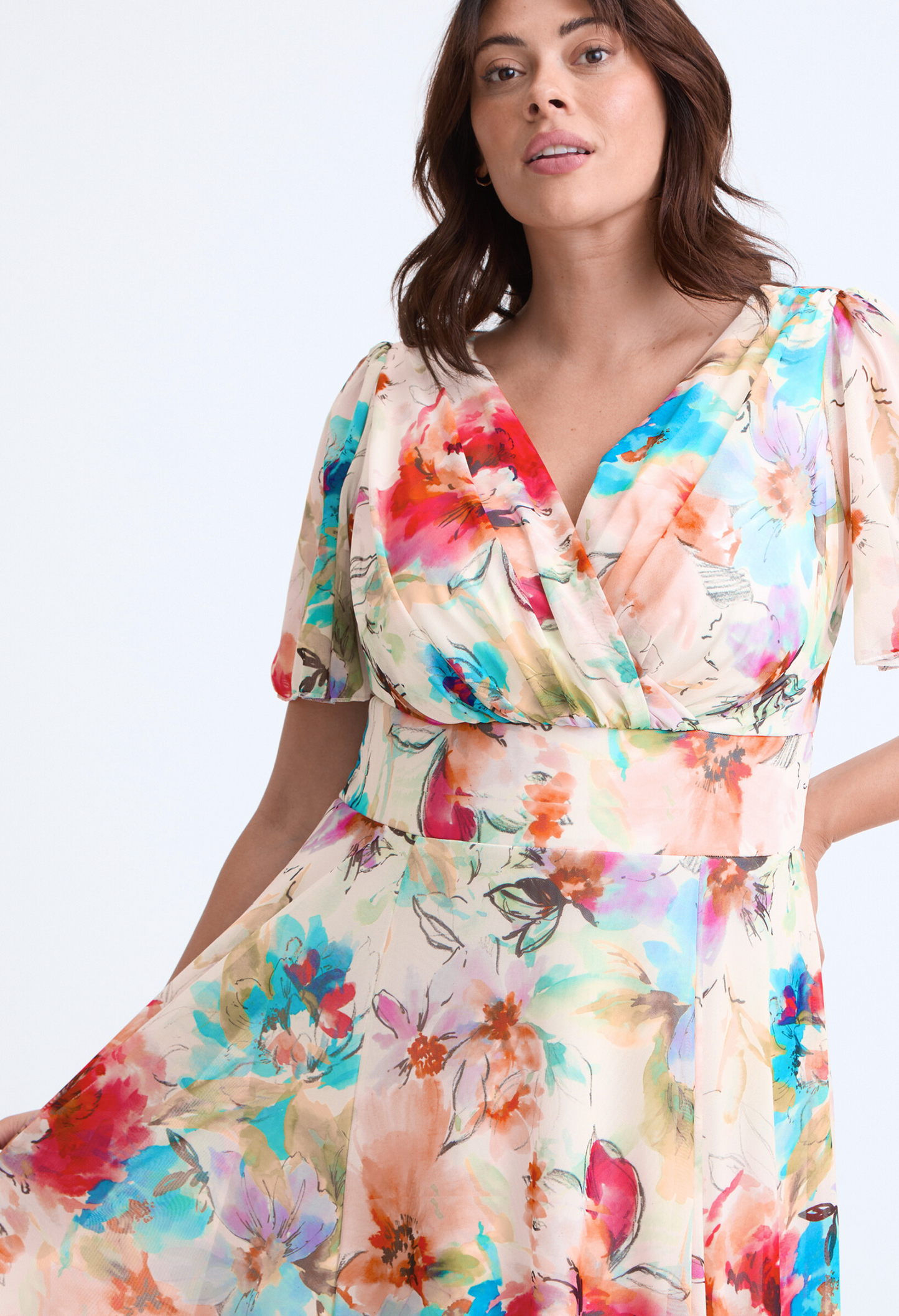 Isabelle Curve+ Angel Sleeve Maxi Dress