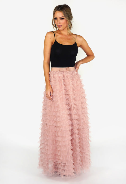 Dusky Pink Frill Skirt