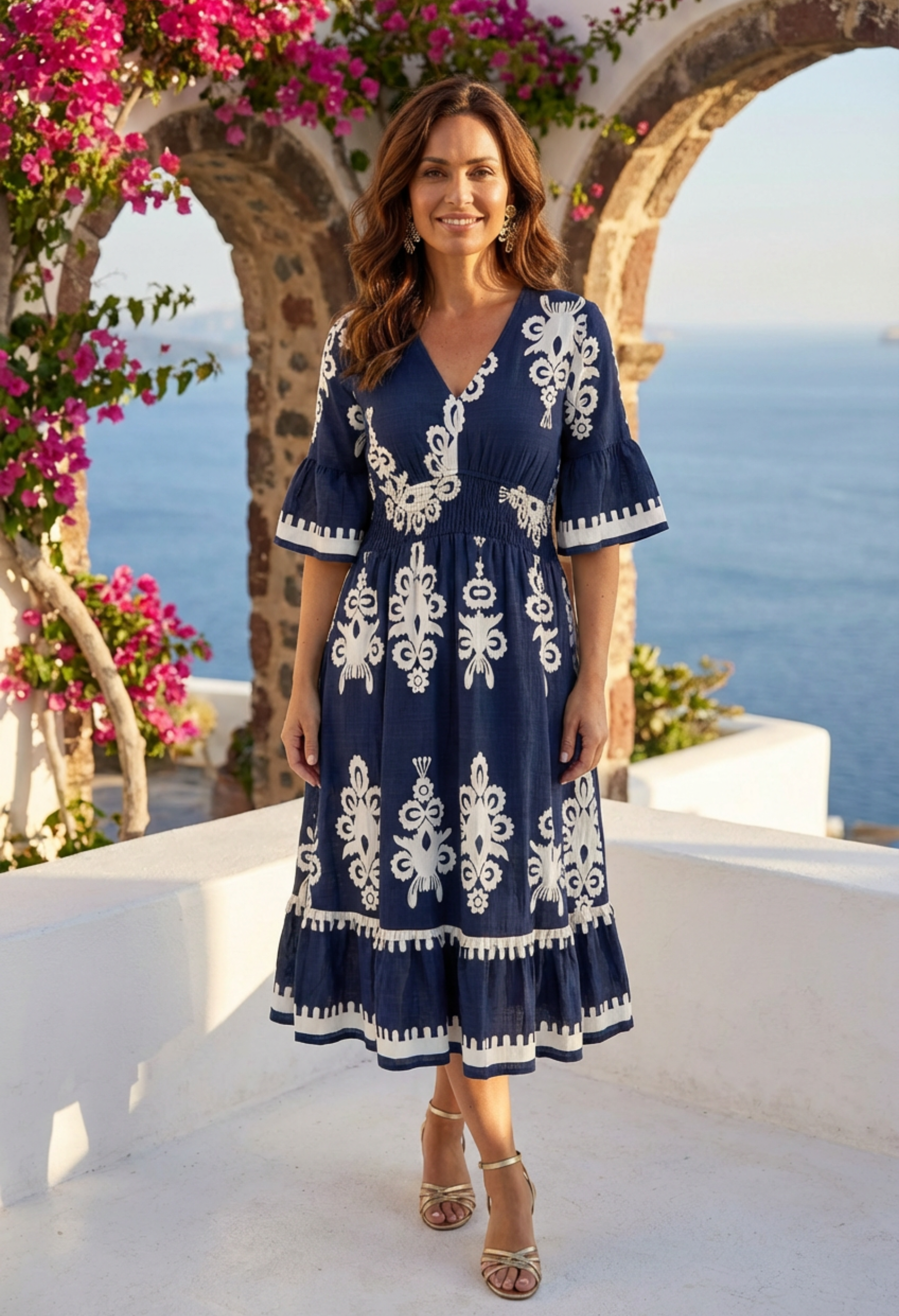 linen look midi dress Khari Midi Dress