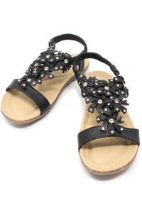 Black Floral Detail Sandals