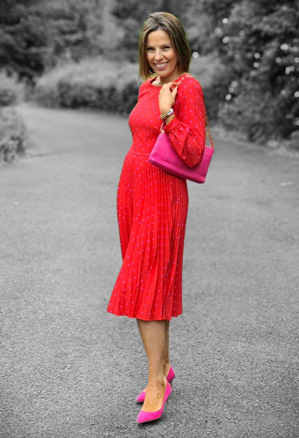 Closet GOLD RED PLEATED DRESS Pamela Scott closet-gold-red-pleated-dress-pamela-scott