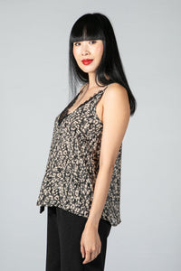 Animal Print Cami with Lace Trim