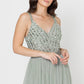 Sleeveless Stripe Embellished Maxi Dress in Green Lily