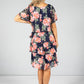 Garden Blossom Print Dress in Peach Navy