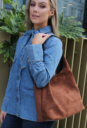 Faux Suede Shoulder Bag