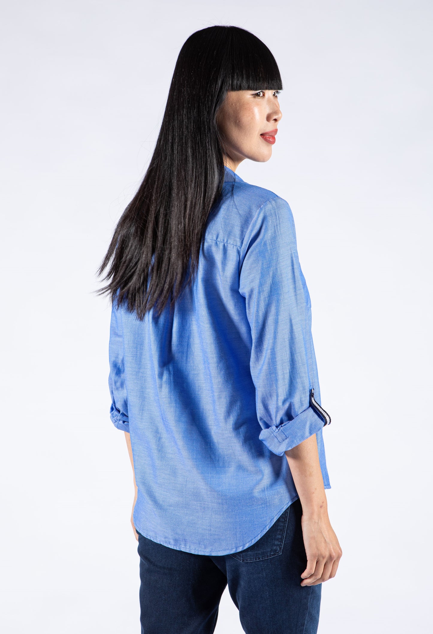 Rolled Sleeve Button Blouse