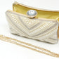 V Pattern Pearl and Diamante Clutch