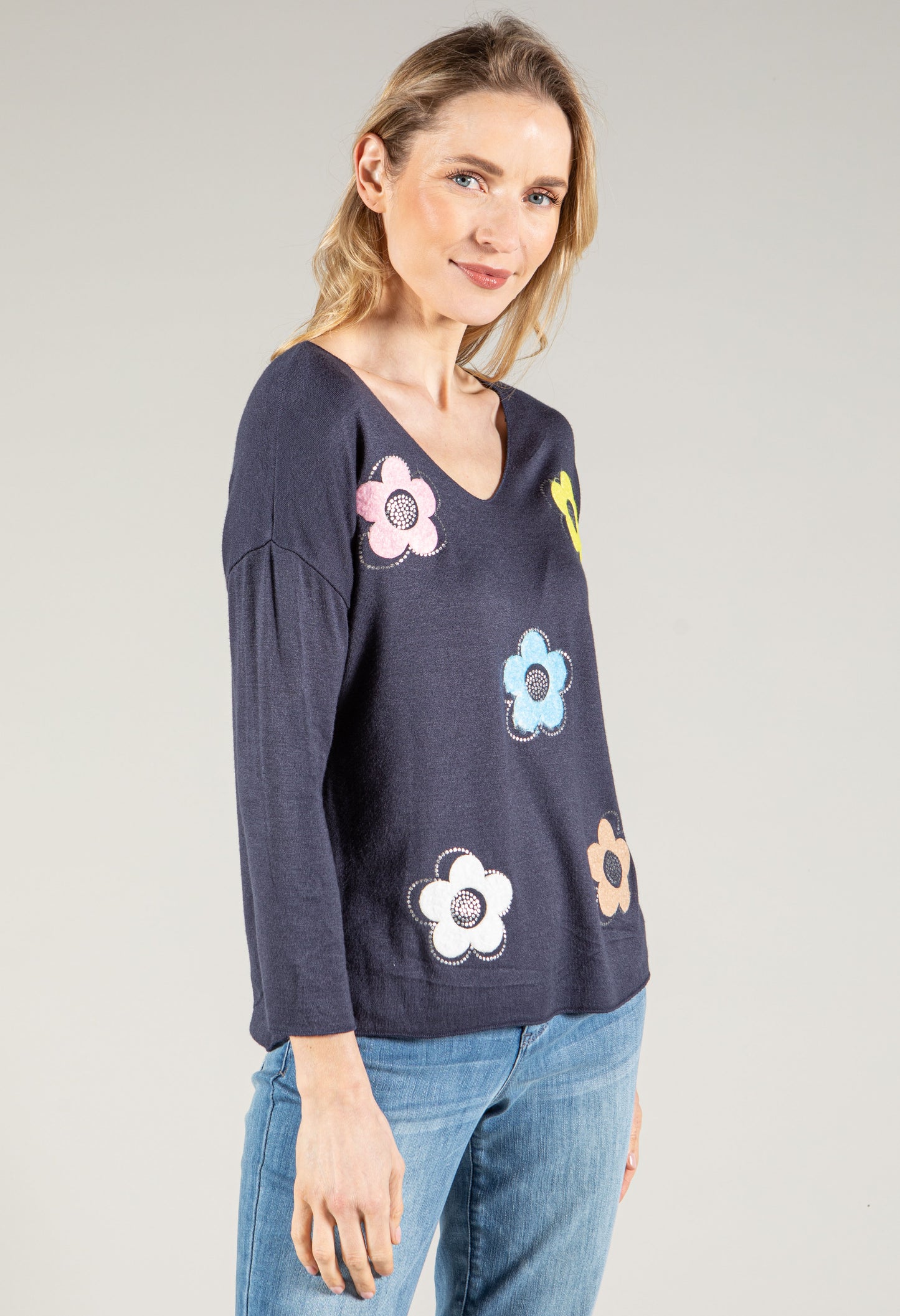 Floral Fine Knit Pullover