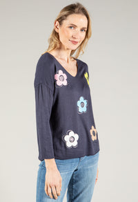 Floral Fine Knit Pullover