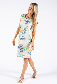 Palm Print Linen Dress