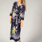 3/4 Sleeve Floral Midi Dress