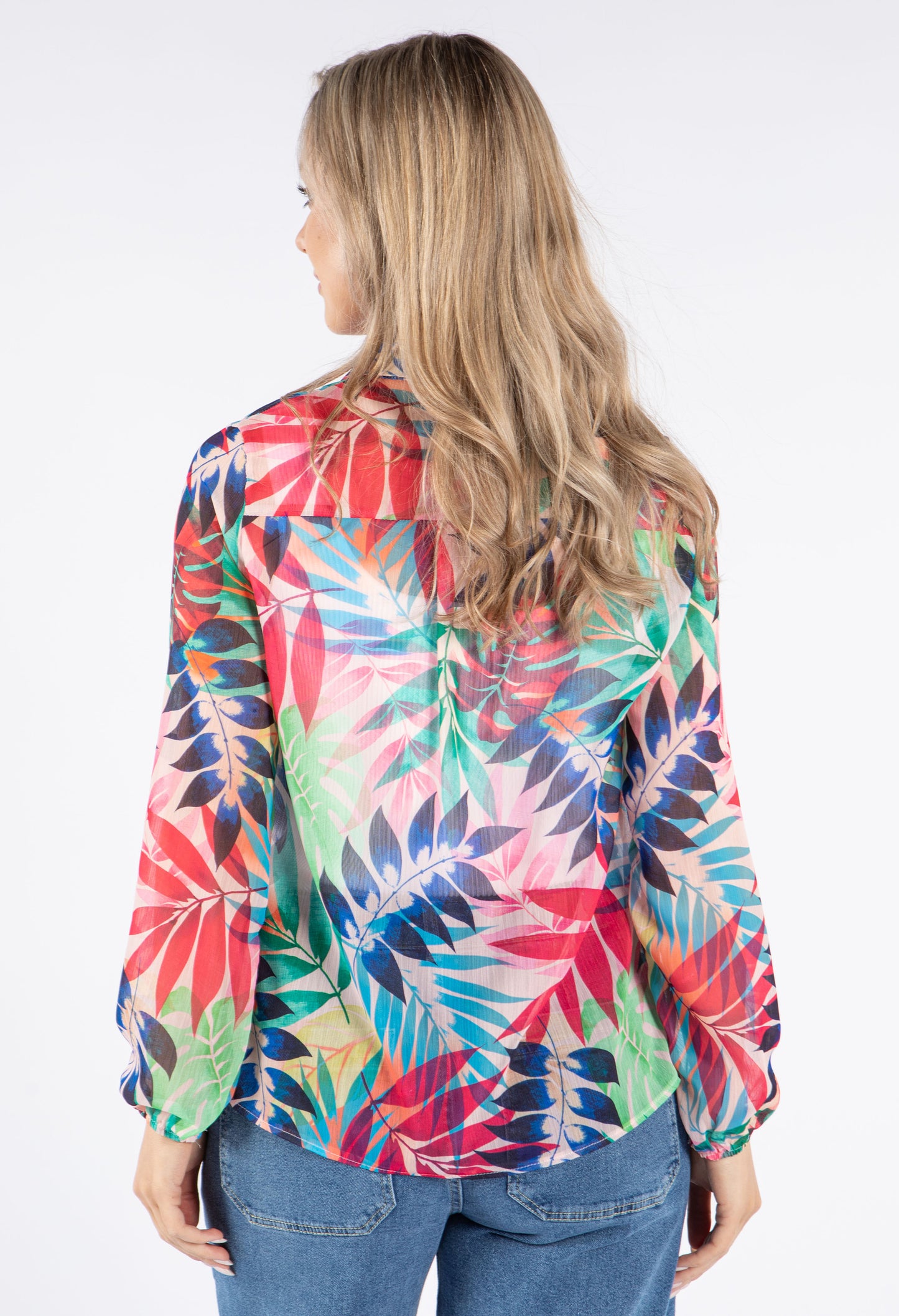 Palm Print Chiffon Blouse
