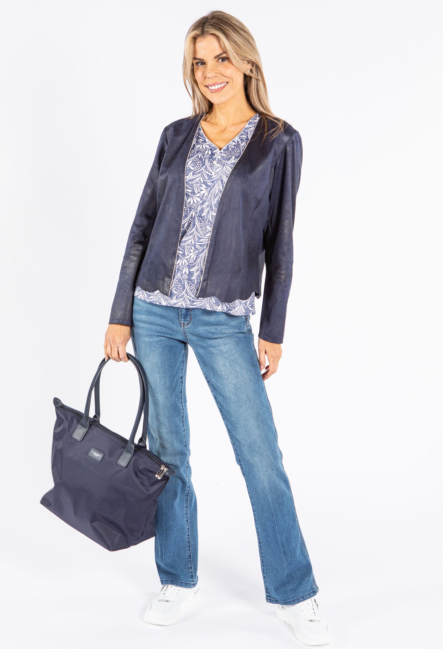 Faux Leather Zipper Details Jacket