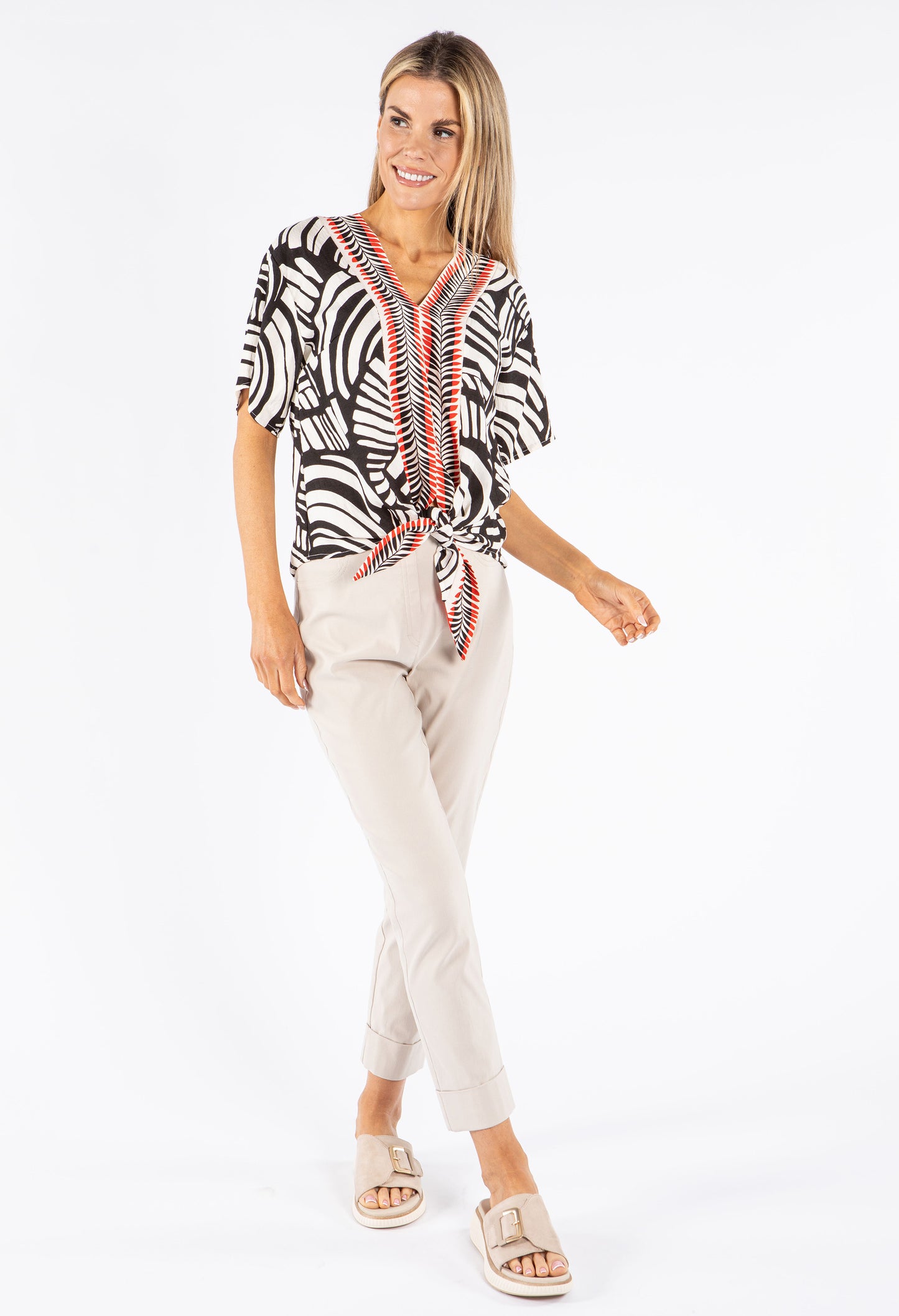 Tie Front V-Neck Blouse