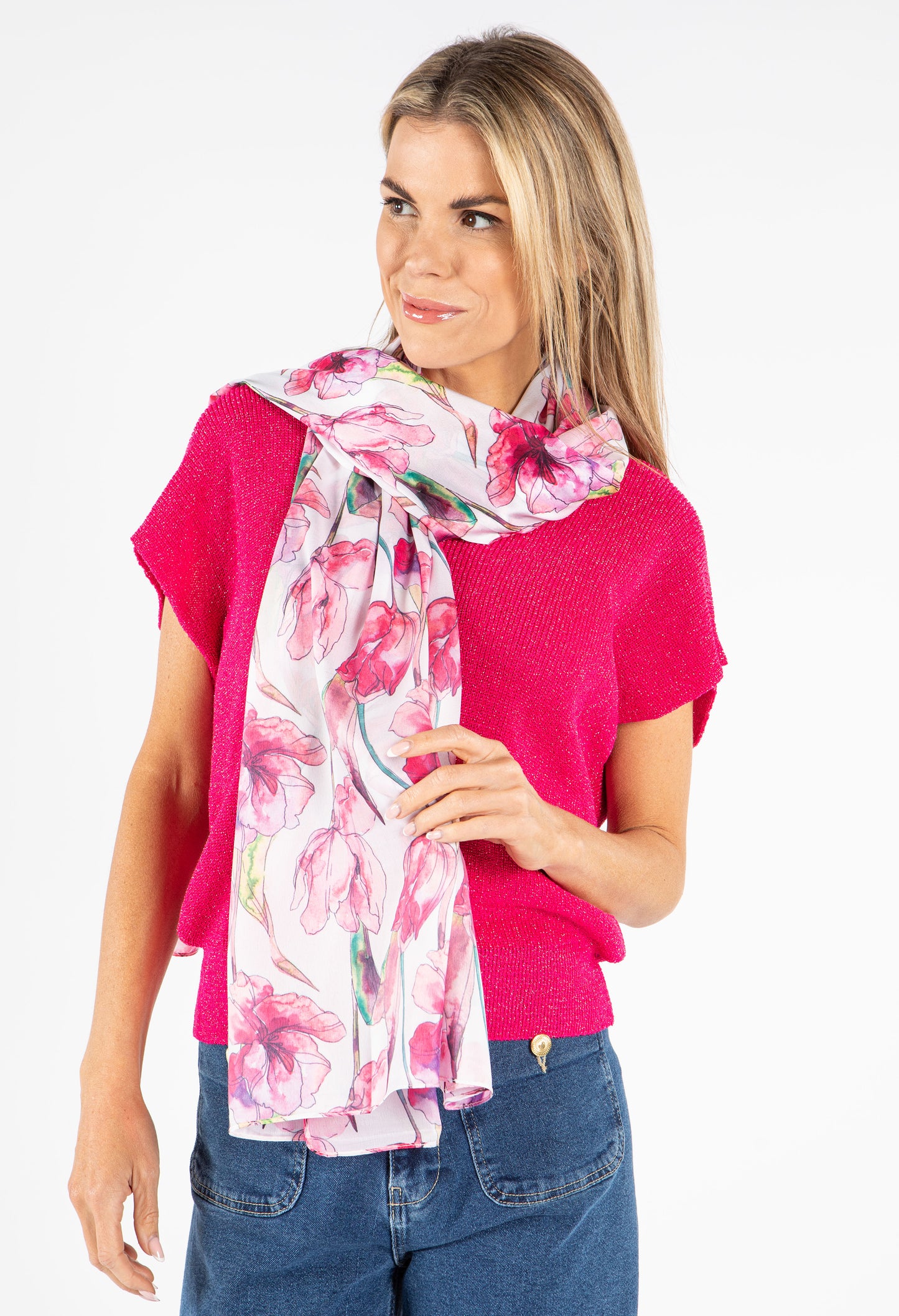 Satin Feel Floral Print Scarf