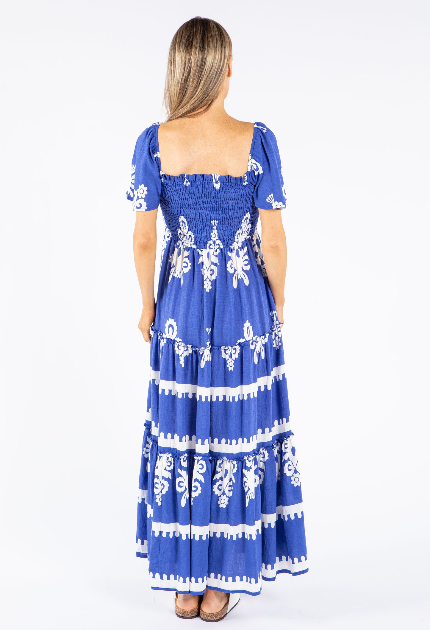 Smocking Bodice Floral Dress