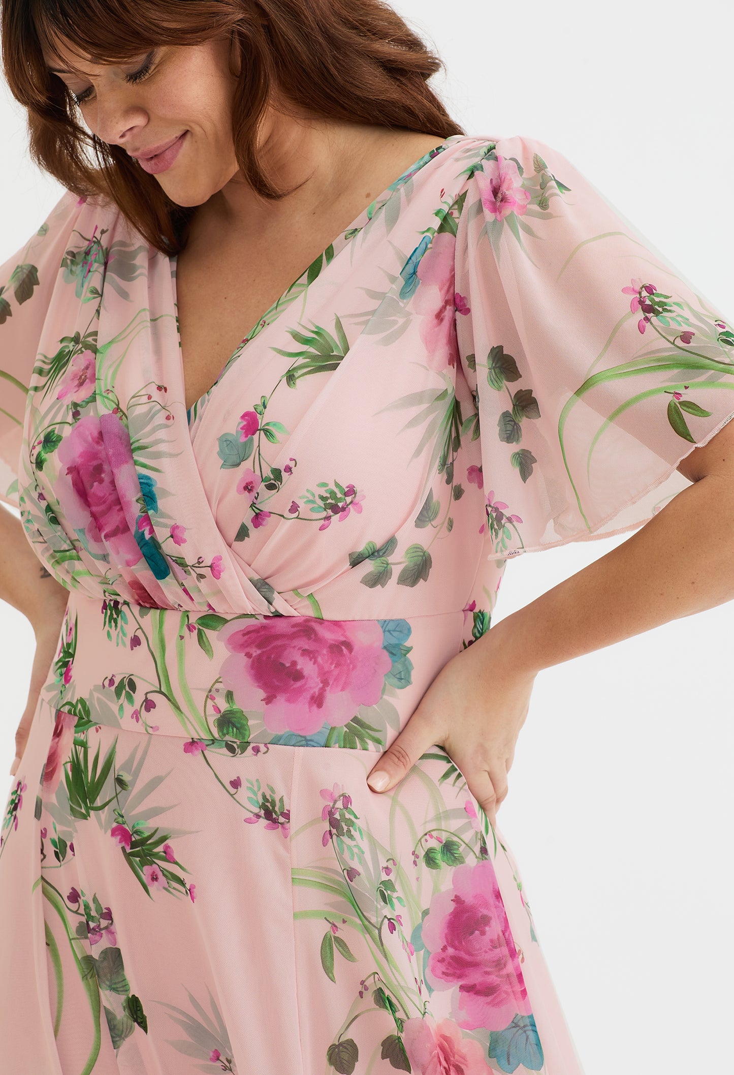 Isabelle Curve+ Angel Sleeve Maxi Dress