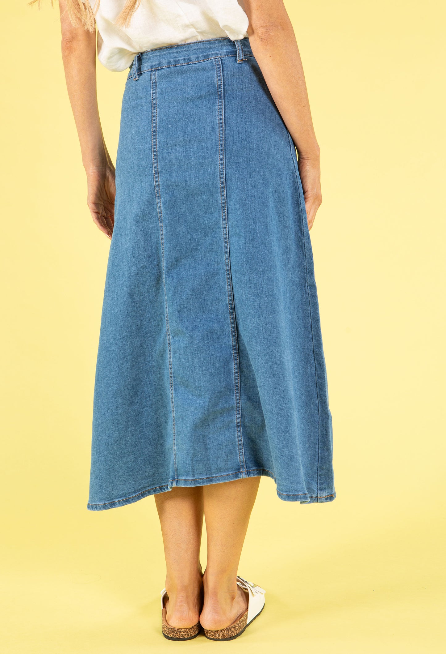 A Line Denim Midi Skirt