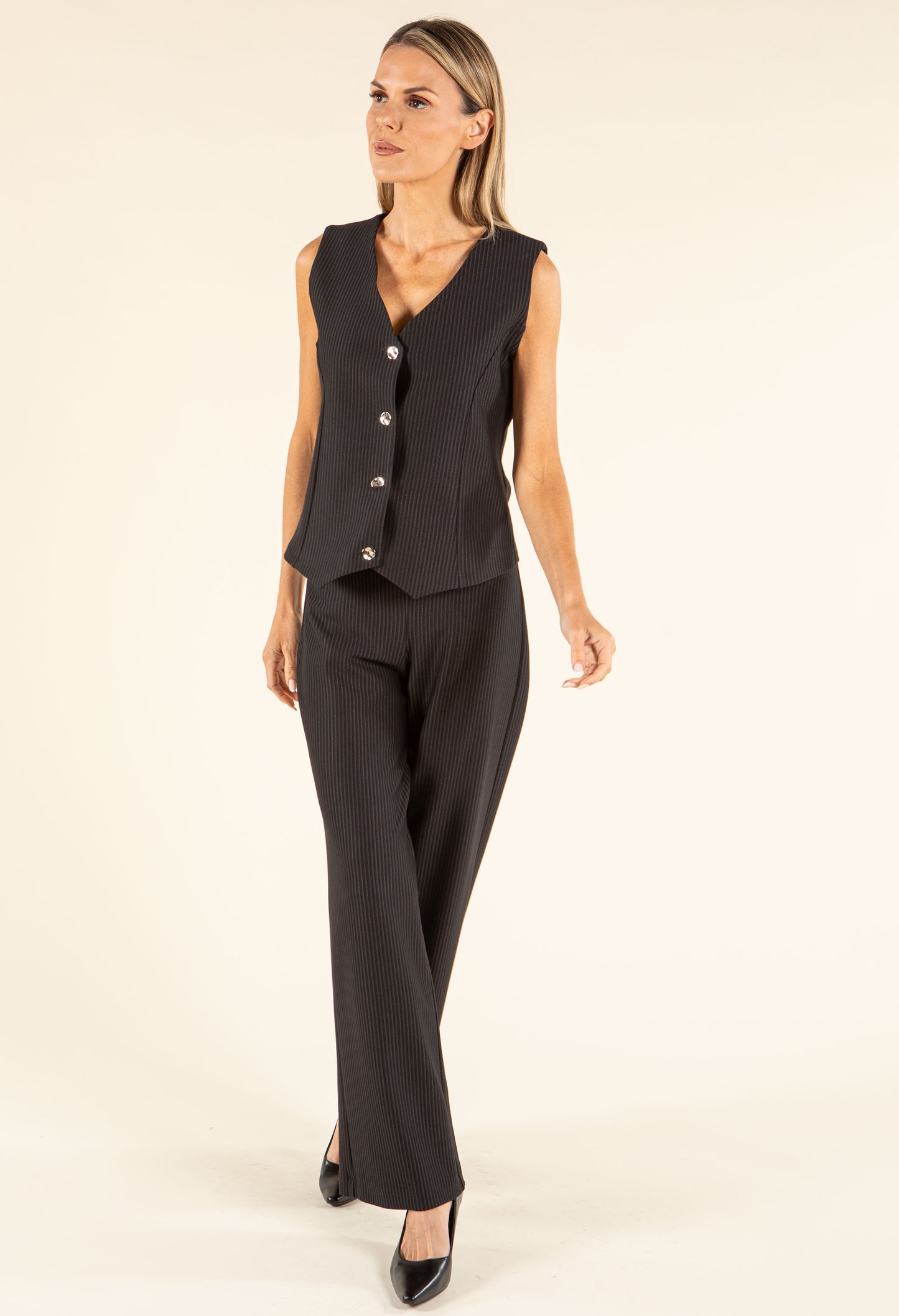 Chain Detail Pinstripe Trousers