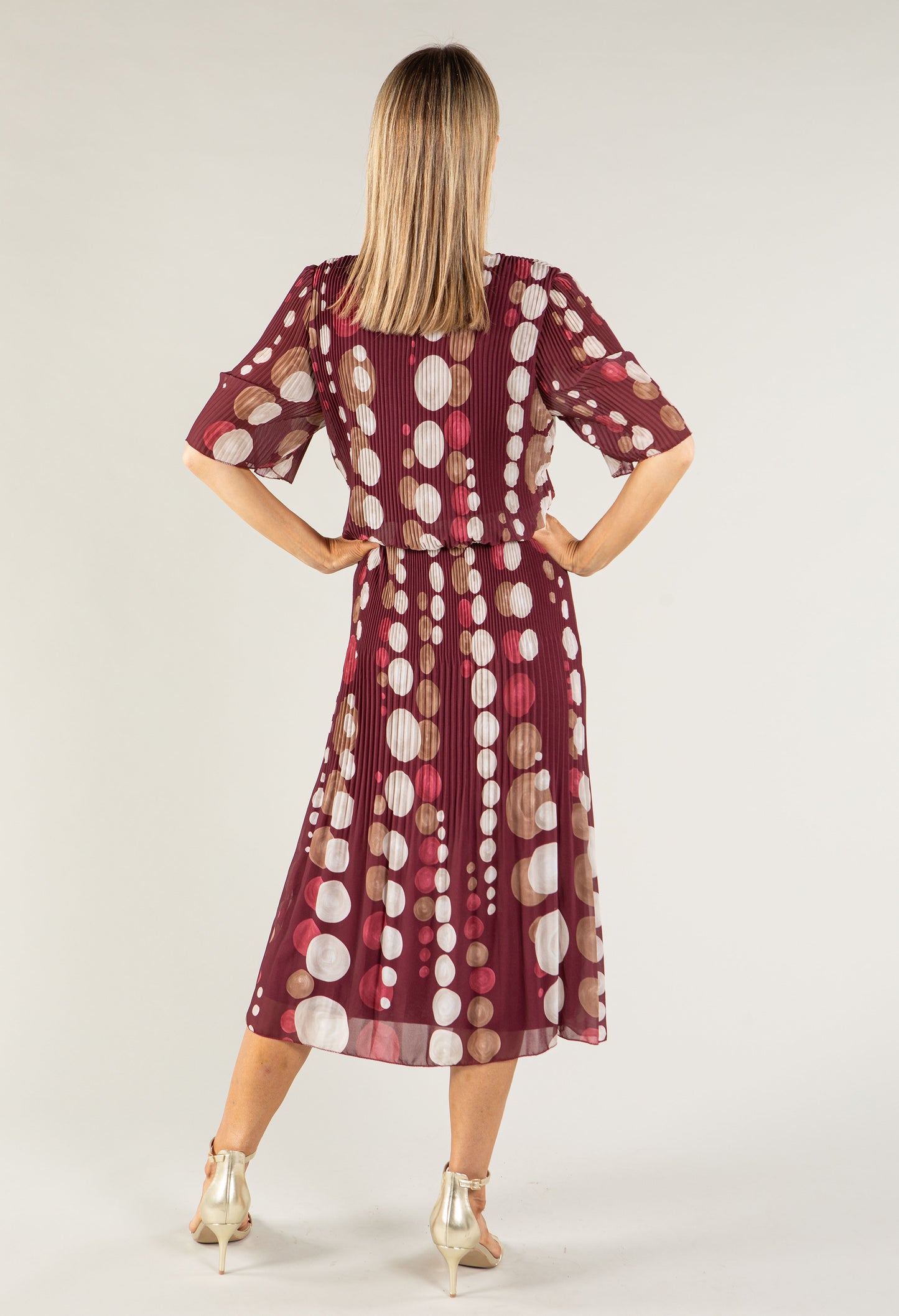 Retro Plisse Pleat Pop Over Dress