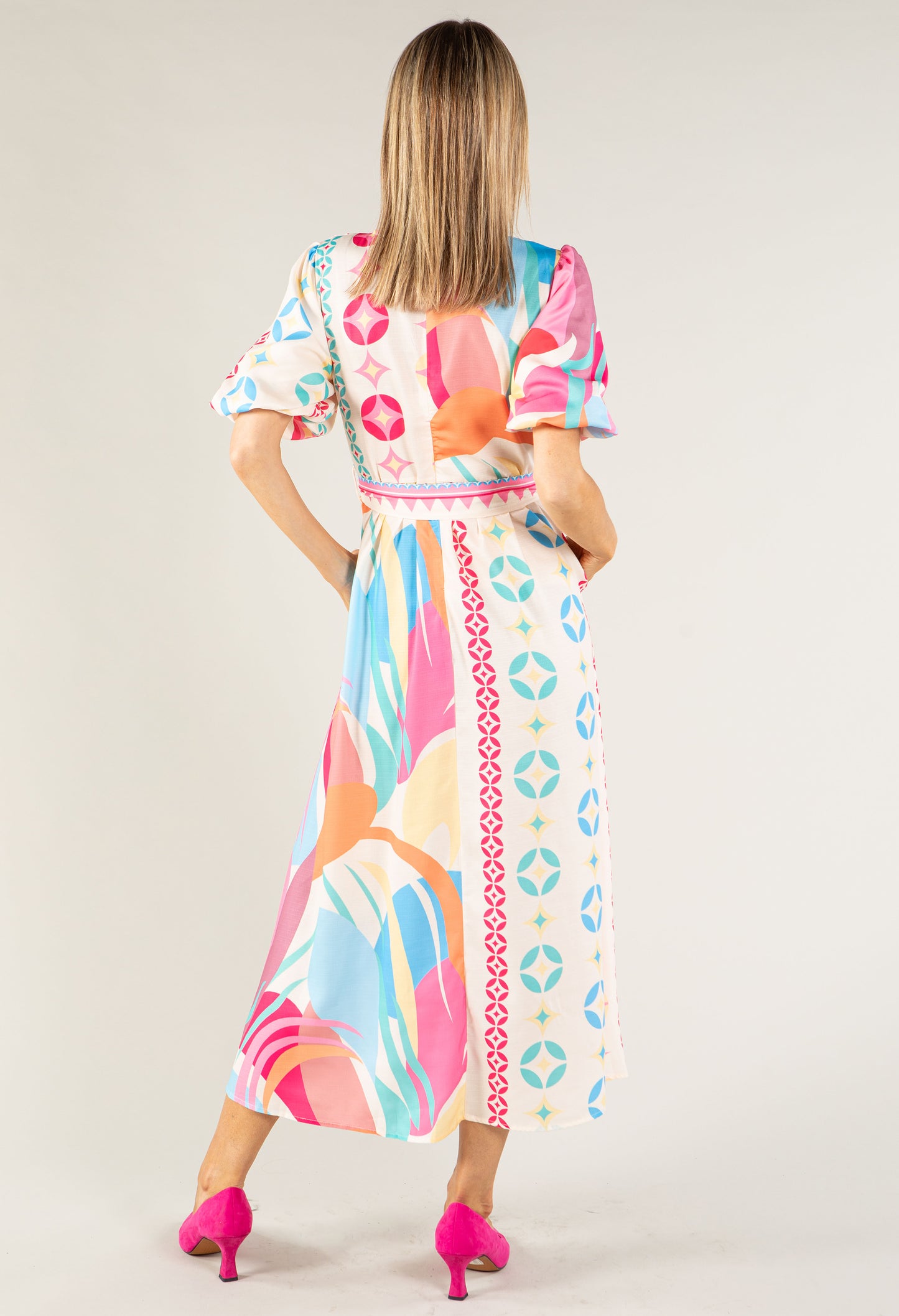 Abstract Print Midi Dress