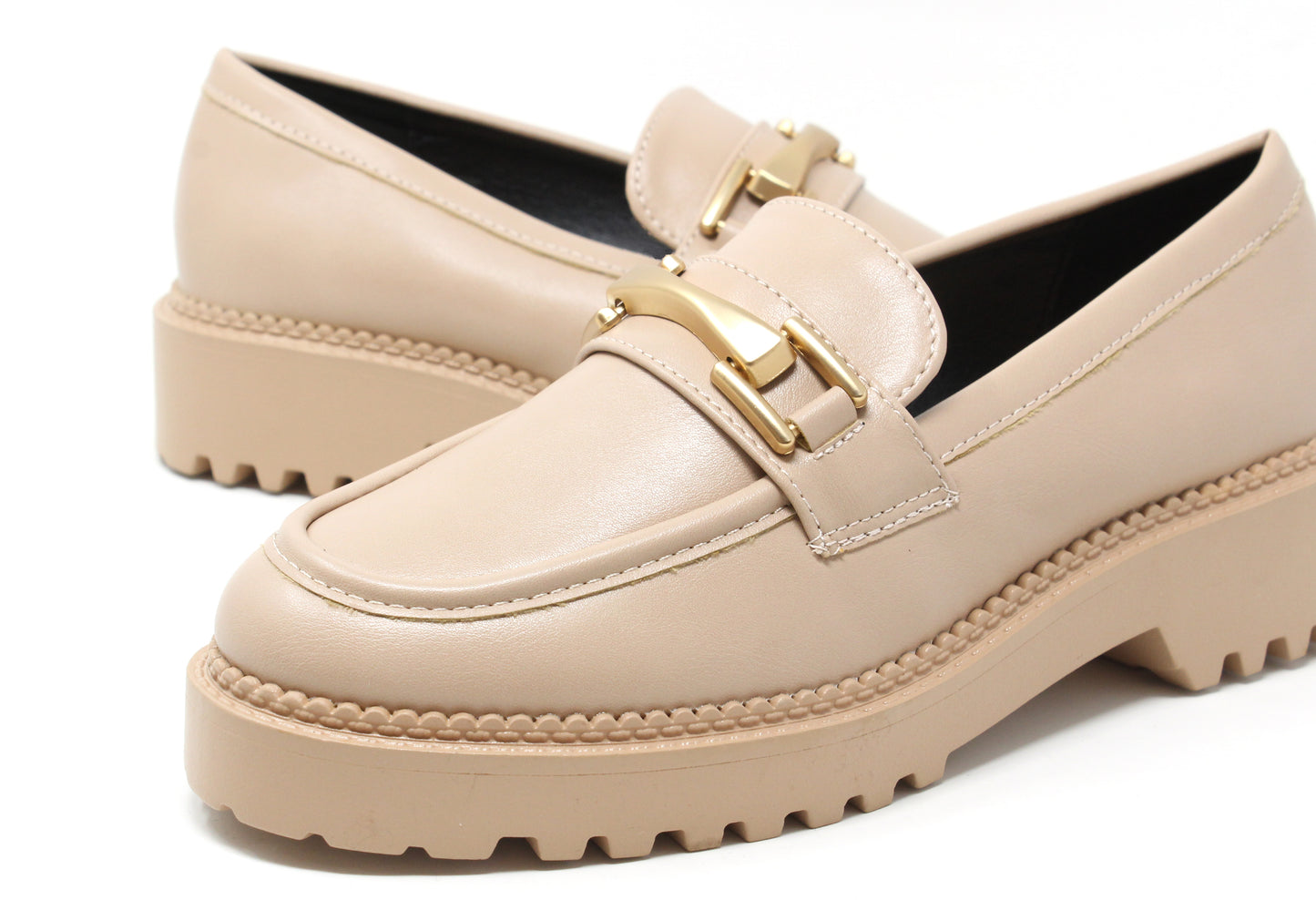 Soft Gold Buckled Loafer