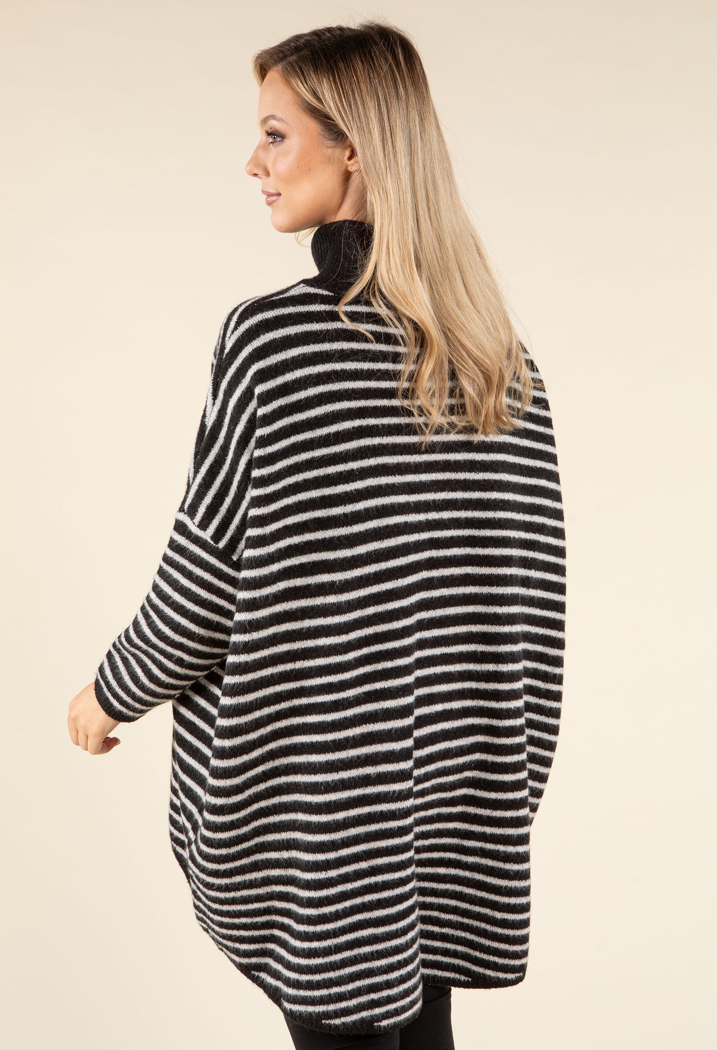 Striped Longline Knit Cardigan