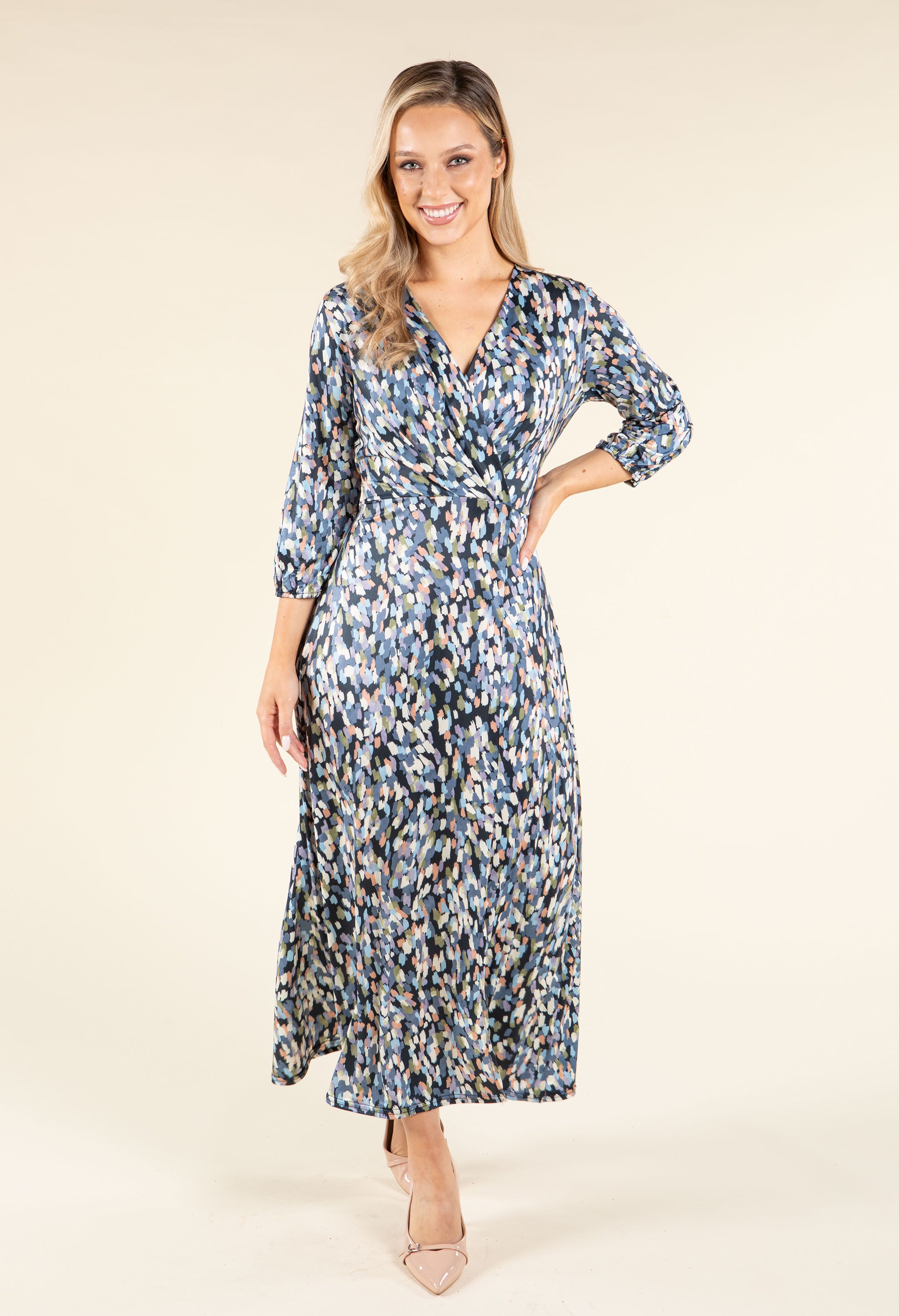 Abstract Paint Design Wrap Dress