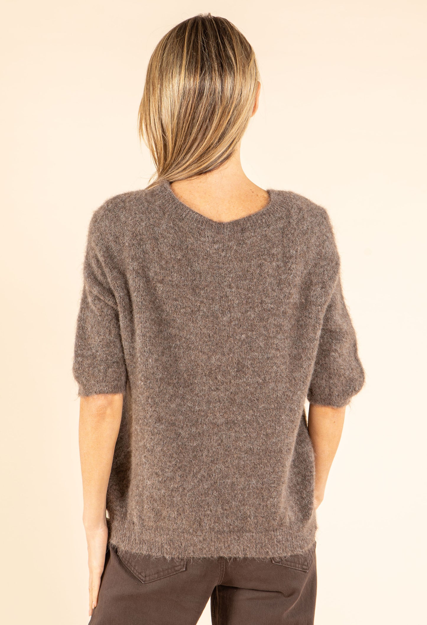 Fluffy Knit Short Sleeve Sweater
