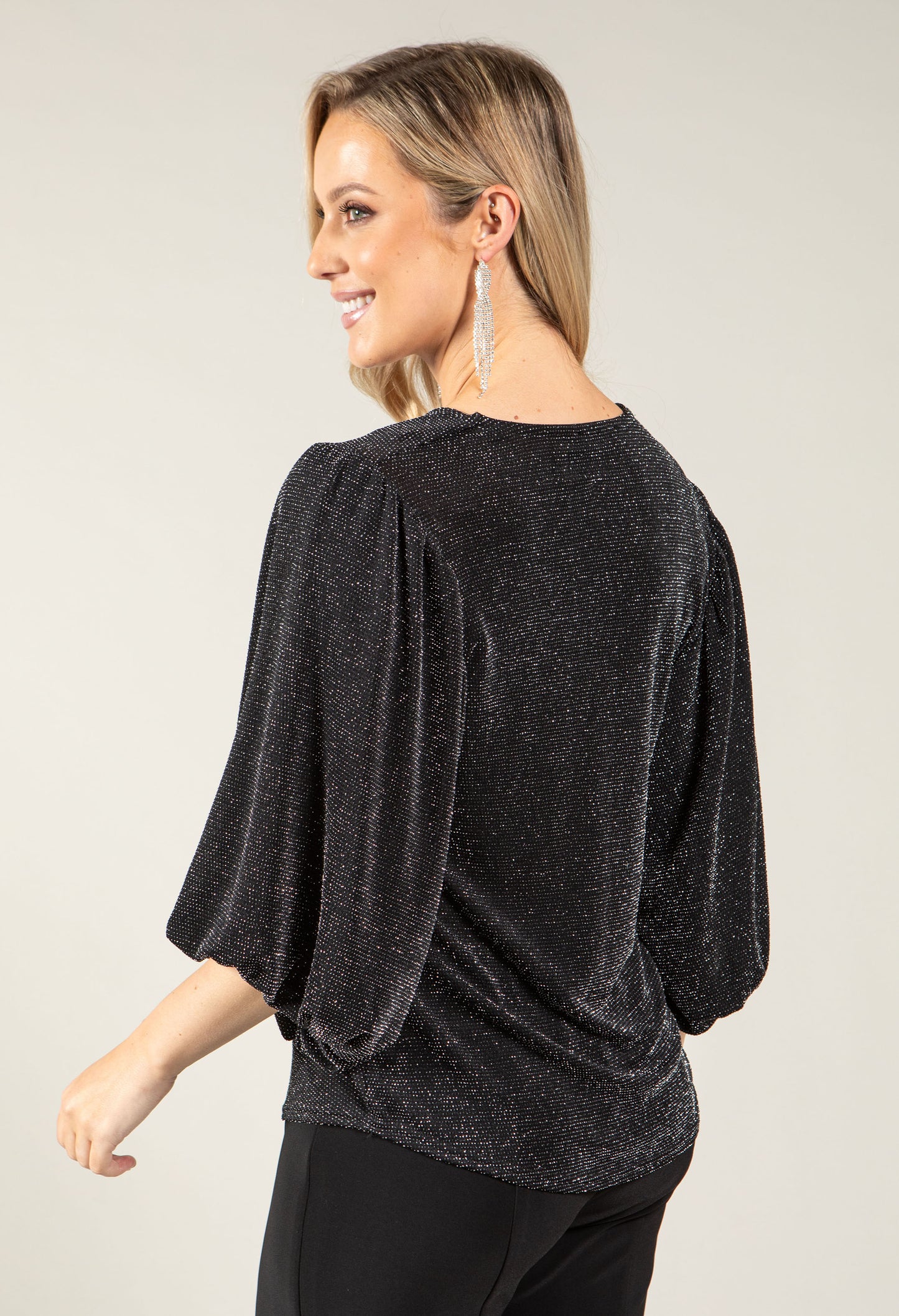 Ballon Sleeve Sparkly Blouse