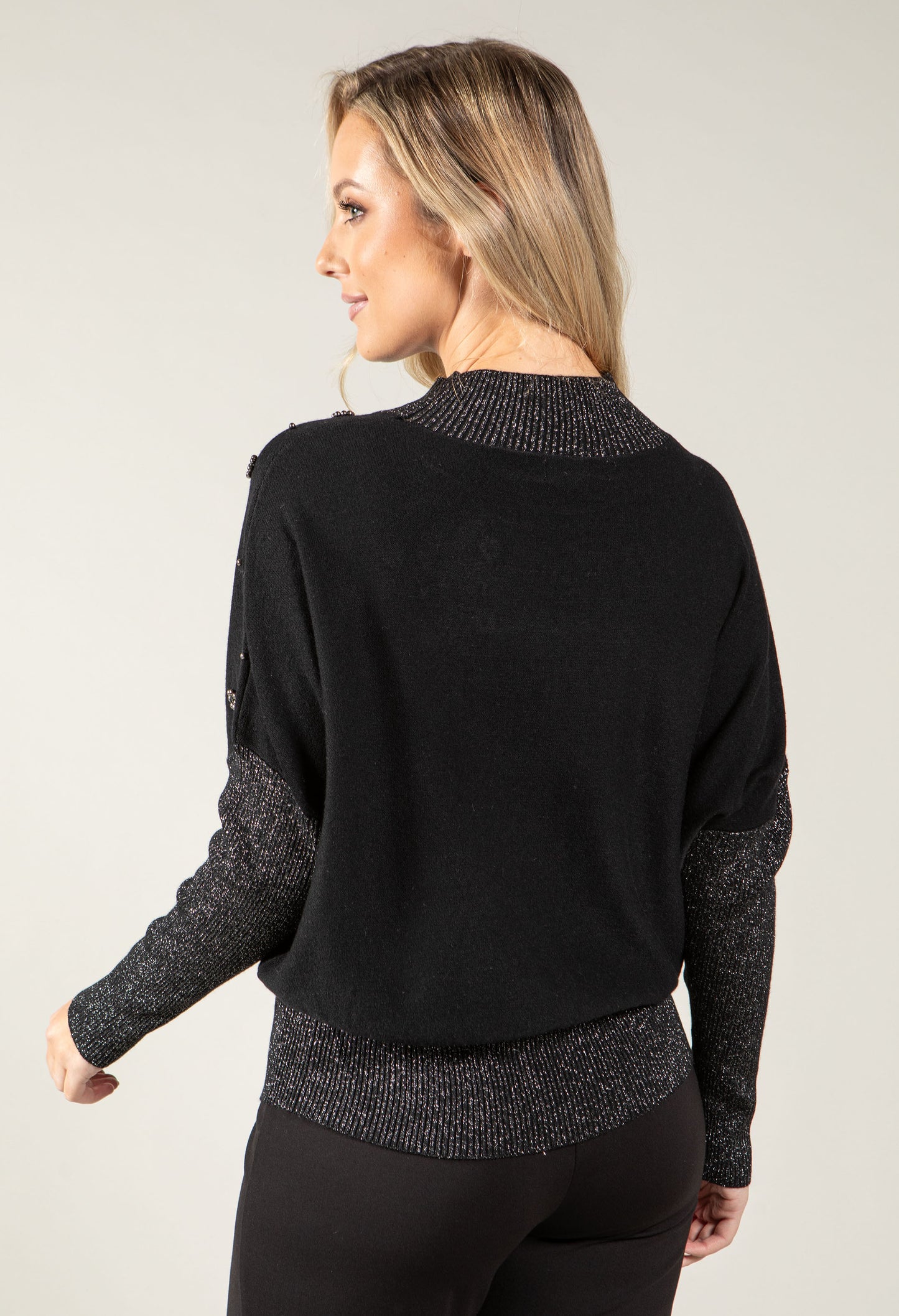 Beaded High Neck Knit Jumper