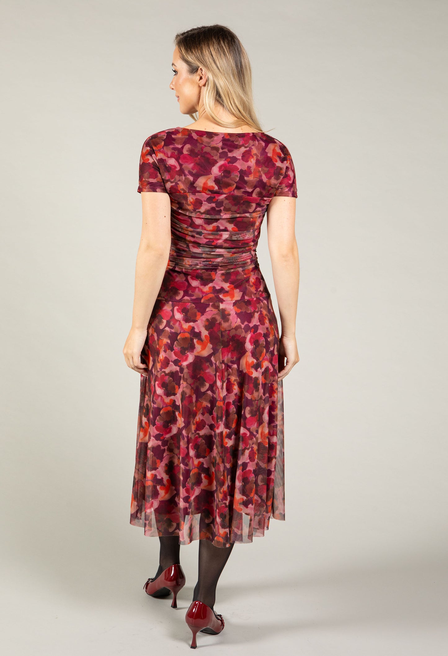 Floral Mesh Midi Dress