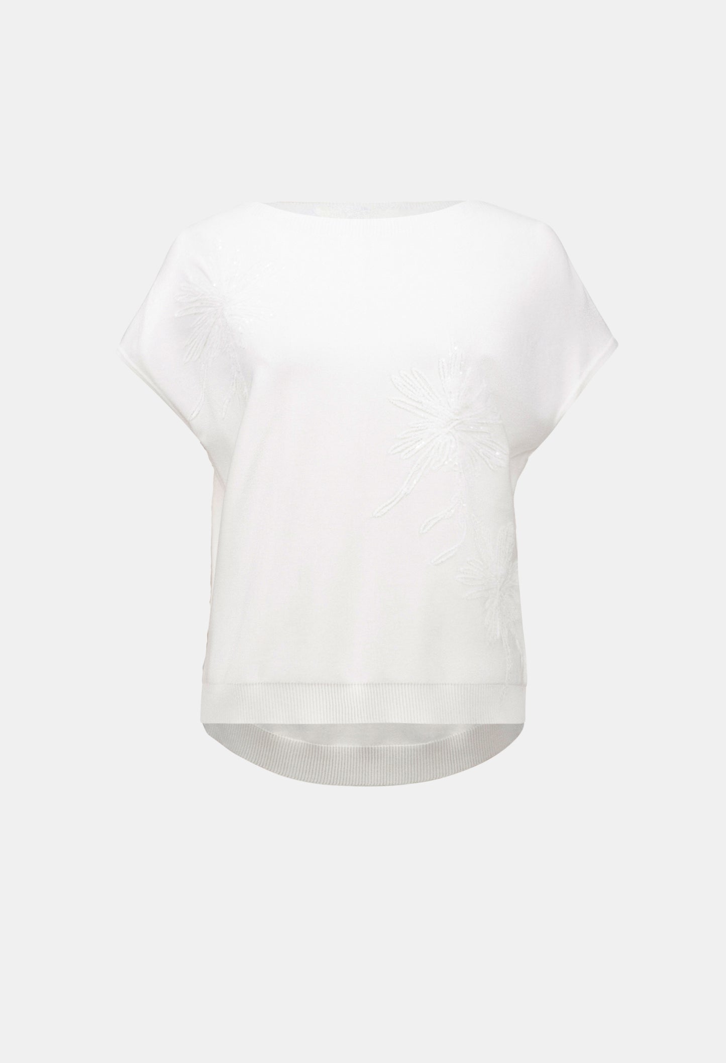 Embroidered Boat Neck Top