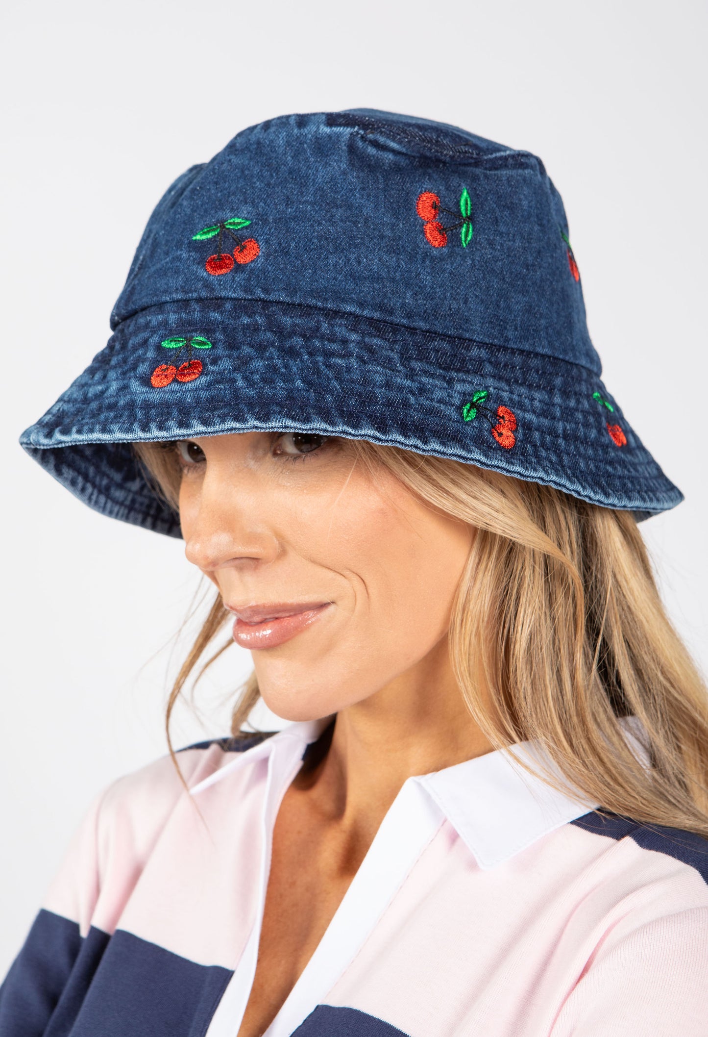 Cherry Denim Bucket Hat